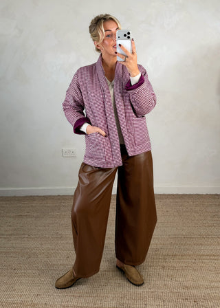 Nina quilted jacket - gingham-The Style Attic