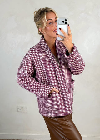 Nina quilted jacket - gingham-The Style Attic