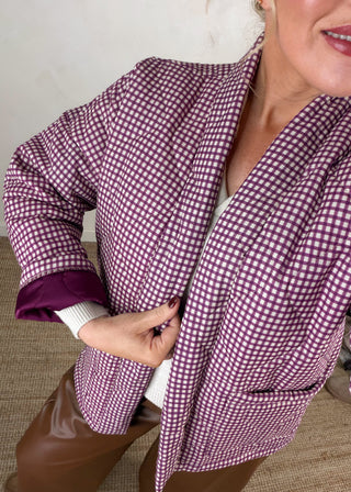 Nina quilted jacket - gingham-The Style Attic