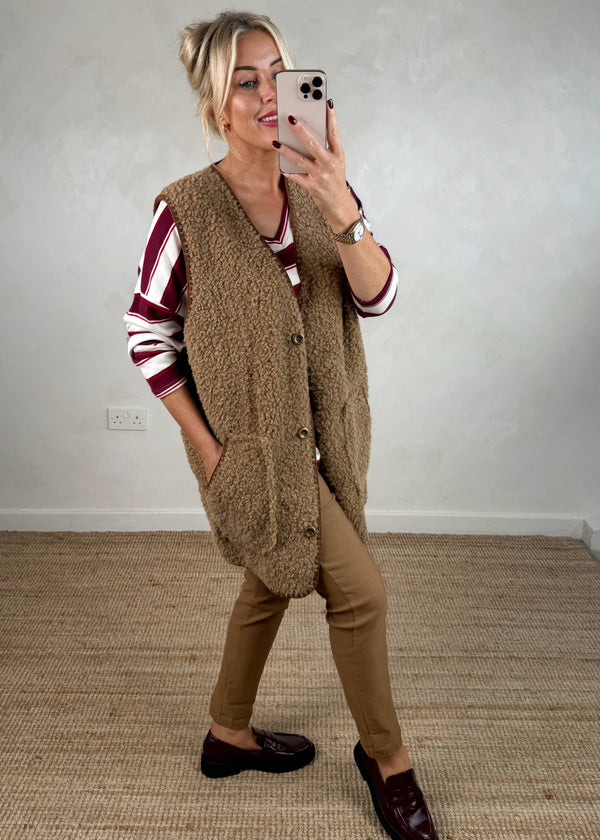 Noah stitch Borg gilet - camel-The Style Attic