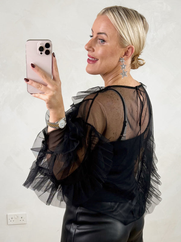 Nola tulle blouse - black-The Style Attic