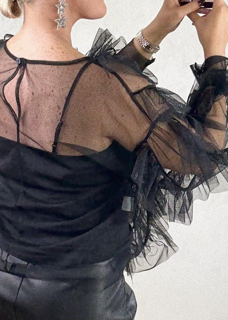 Nola tulle blouse - black-The Style Attic
