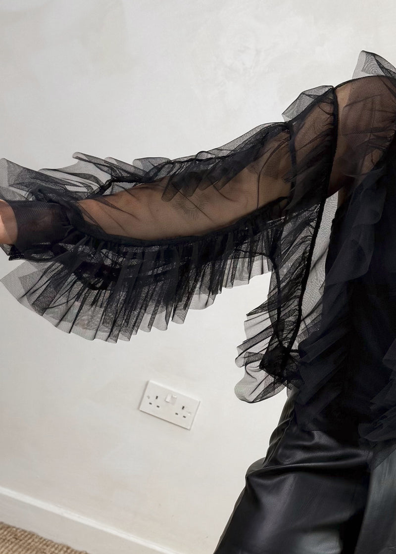 Nola tulle blouse - black-The Style Attic