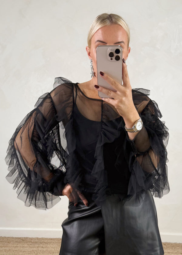 Nola tulle blouse - black-The Style Attic