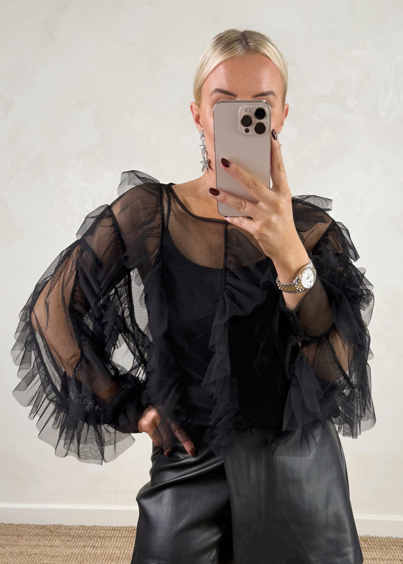Nola tulle blouse - black-The Style Attic