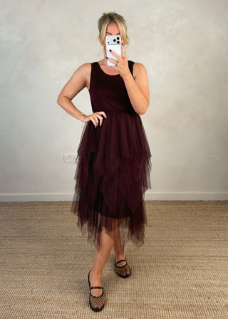 Nola tulle dress - Aubergine-The Style Attic