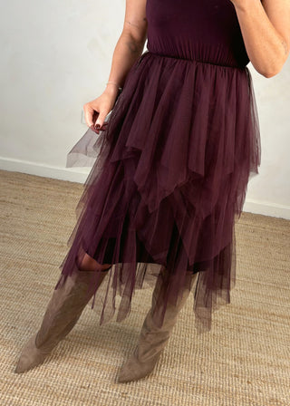 Nola tulle dress - Aubergine-The Style Attic