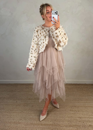 Nola tulle dress - Beige-The Style Attic