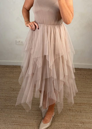 Nola tulle dress - Beige-The Style Attic