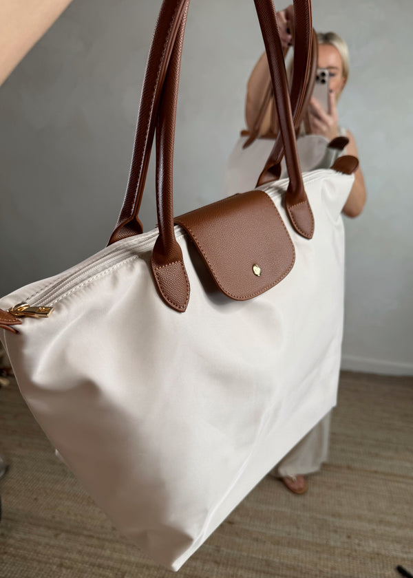 Nylon tote bag - stone-The Style Attic