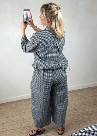 Olivia gingham shirt - Black-The Style Attic