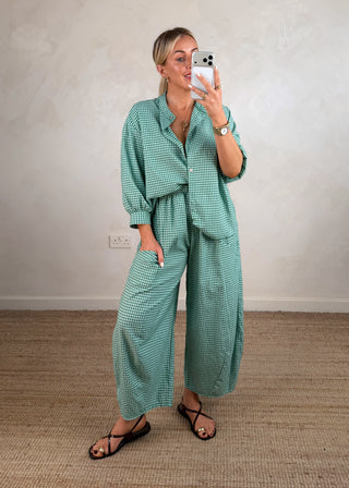 Olivia gingham shirt - Emerald-The Style Attic