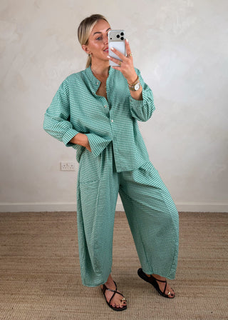 Olivia gingham shirt - Emerald-The Style Attic