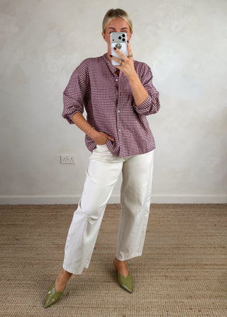 Olivia gingham shirt - Merlot-The Style Attic