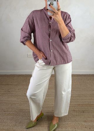Olivia gingham shirt - Merlot-The Style Attic