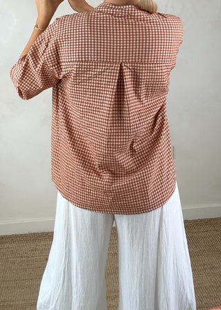 Olivia gingham shirt - Merlot-The Style Attic
