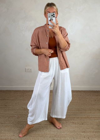 Olivia gingham shirt - Rust-The Style Attic