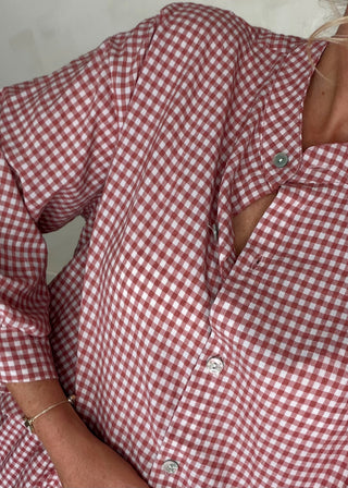 Olivia gingham shirt - Terracotta-The Style Attic