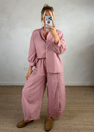Olivia gingham shirt - Terracotta-The Style Attic