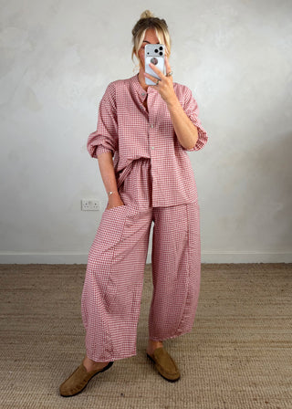 Olivia gingham shirt - Terracotta-The Style Attic