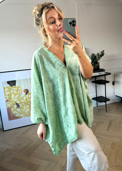 Ophelia embroidered shirt - mint-The Style Attic