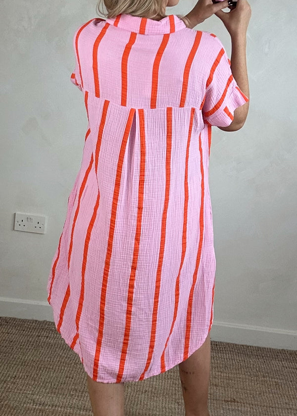 Paige striped cheesecloth shirt - pink/orange-The Style Attic