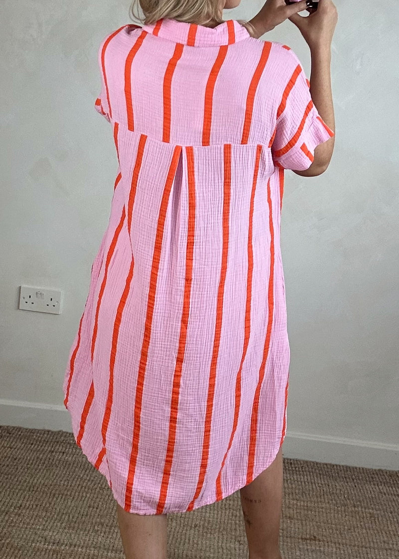 Paige striped cheesecloth shirt - pink/orange-The Style Attic
