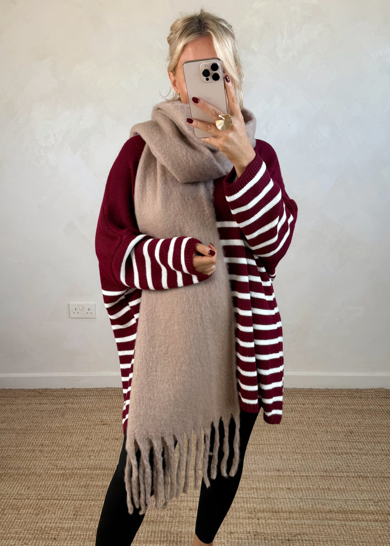 Paige striped knit - Merlot-The Style Attic