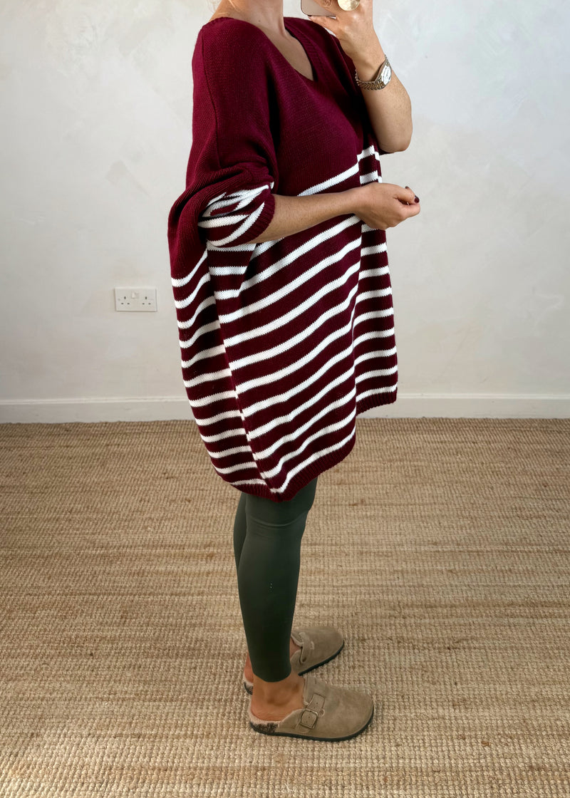 Paige striped knit - Merlot-The Style Attic