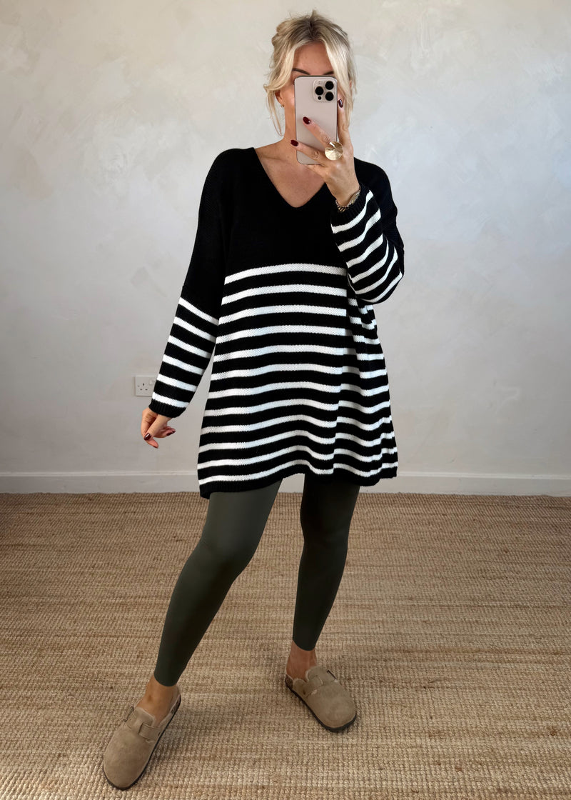 Paige striped knit - black-The Style Attic