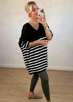 Paige striped knit - black-The Style Attic