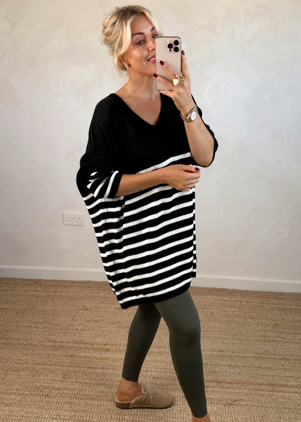 Paige striped knit - black-The Style Attic