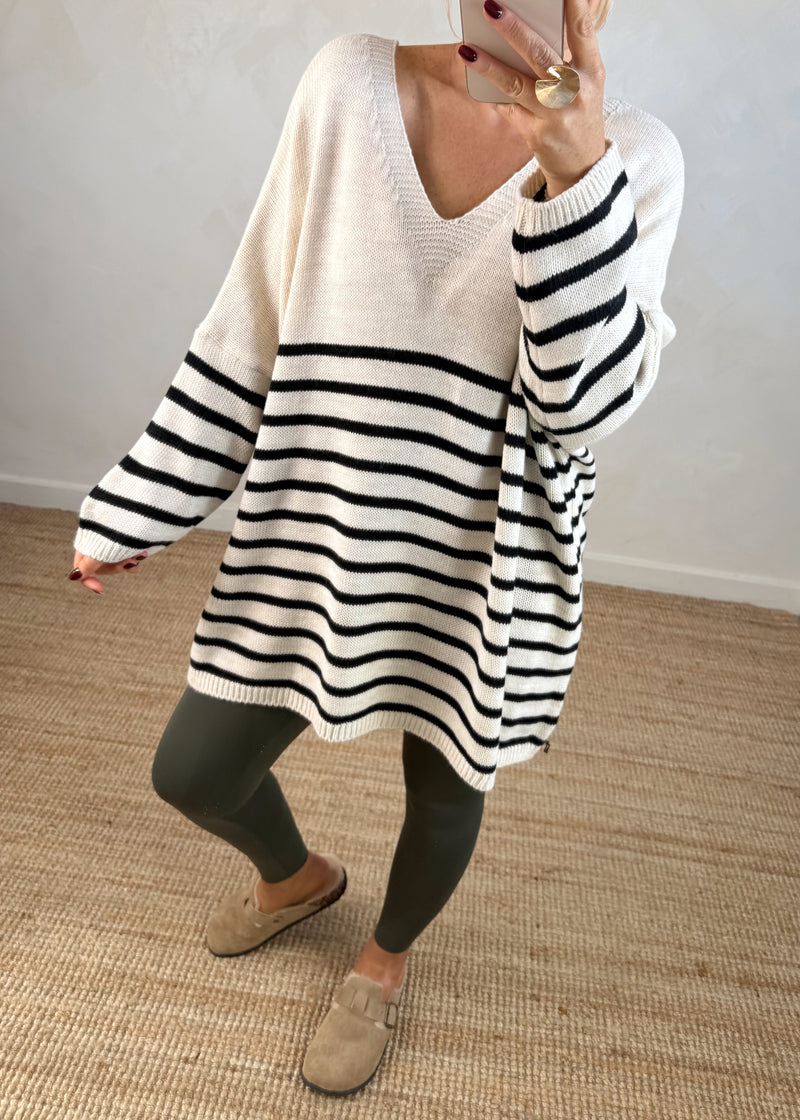 Paige striped knit - cream-The Style Attic