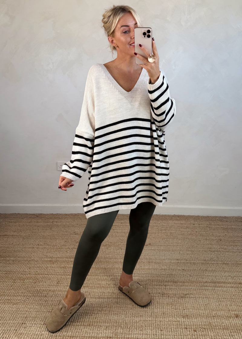 Paige striped knit - cream-The Style Attic