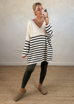 Paige striped knit - cream-The Style Attic