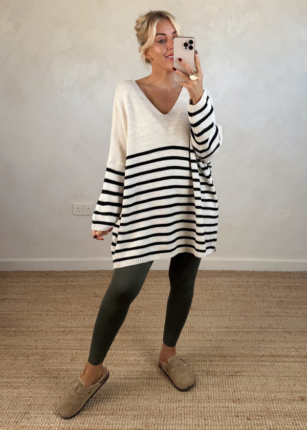 Paige striped knit - cream-The Style Attic