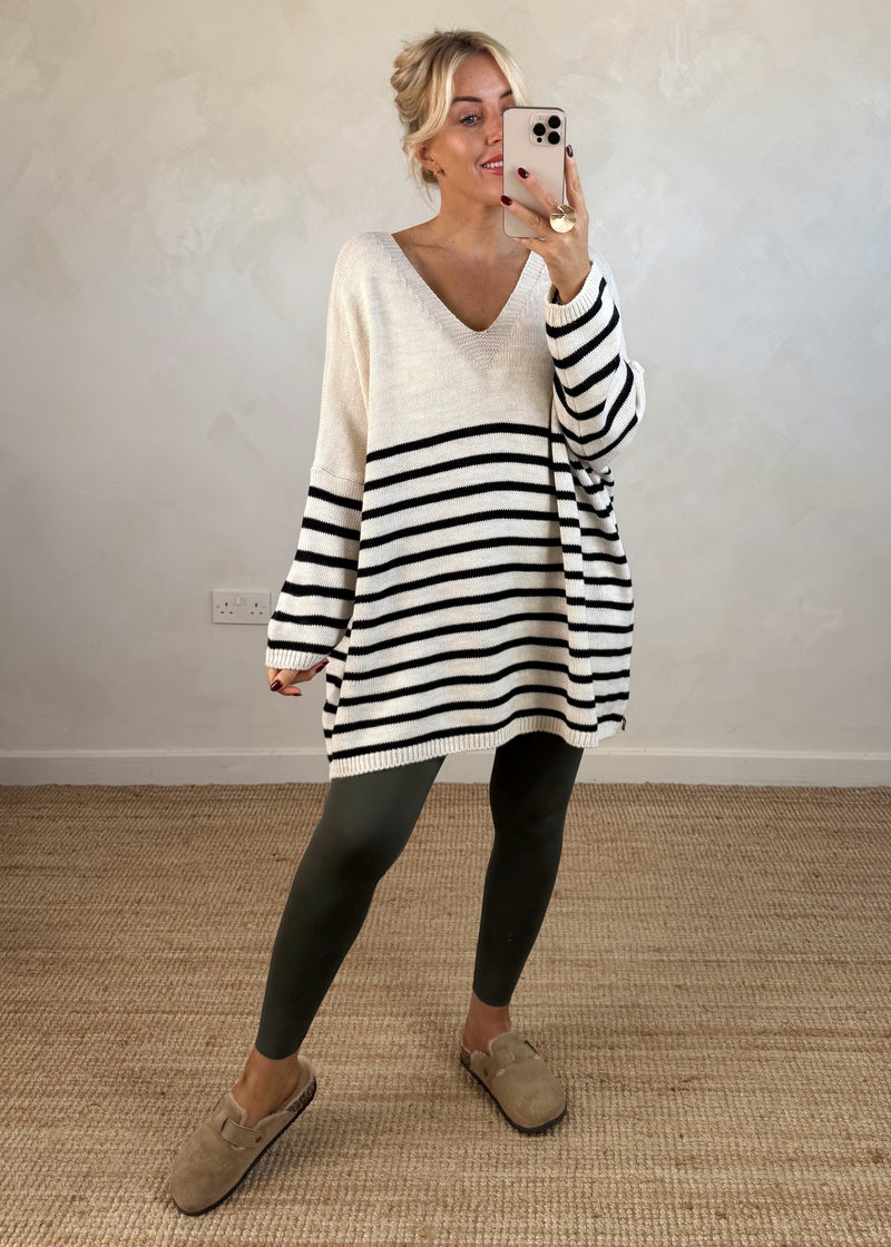 Paige striped knit - cream-The Style Attic