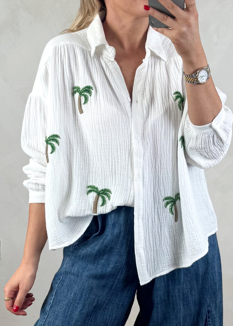 Palm cove blouse - white-The Style Attic