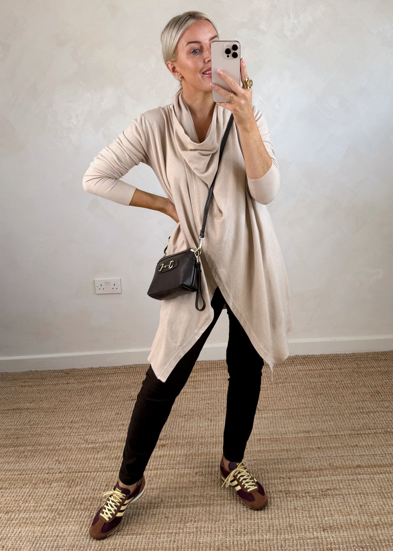 Palmer waterfall knit - beige-The Style Attic