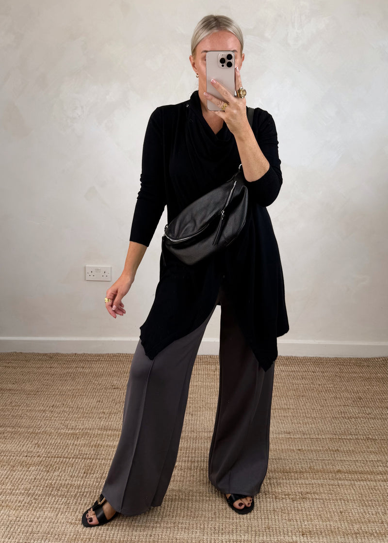 Palmer waterfall knit - black-The Style Attic