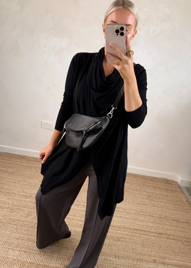 Palmer waterfall knit - black-The Style Attic
