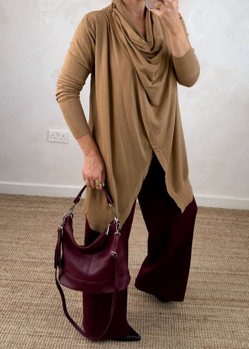Palmer waterfall knit - camel-The Style Attic