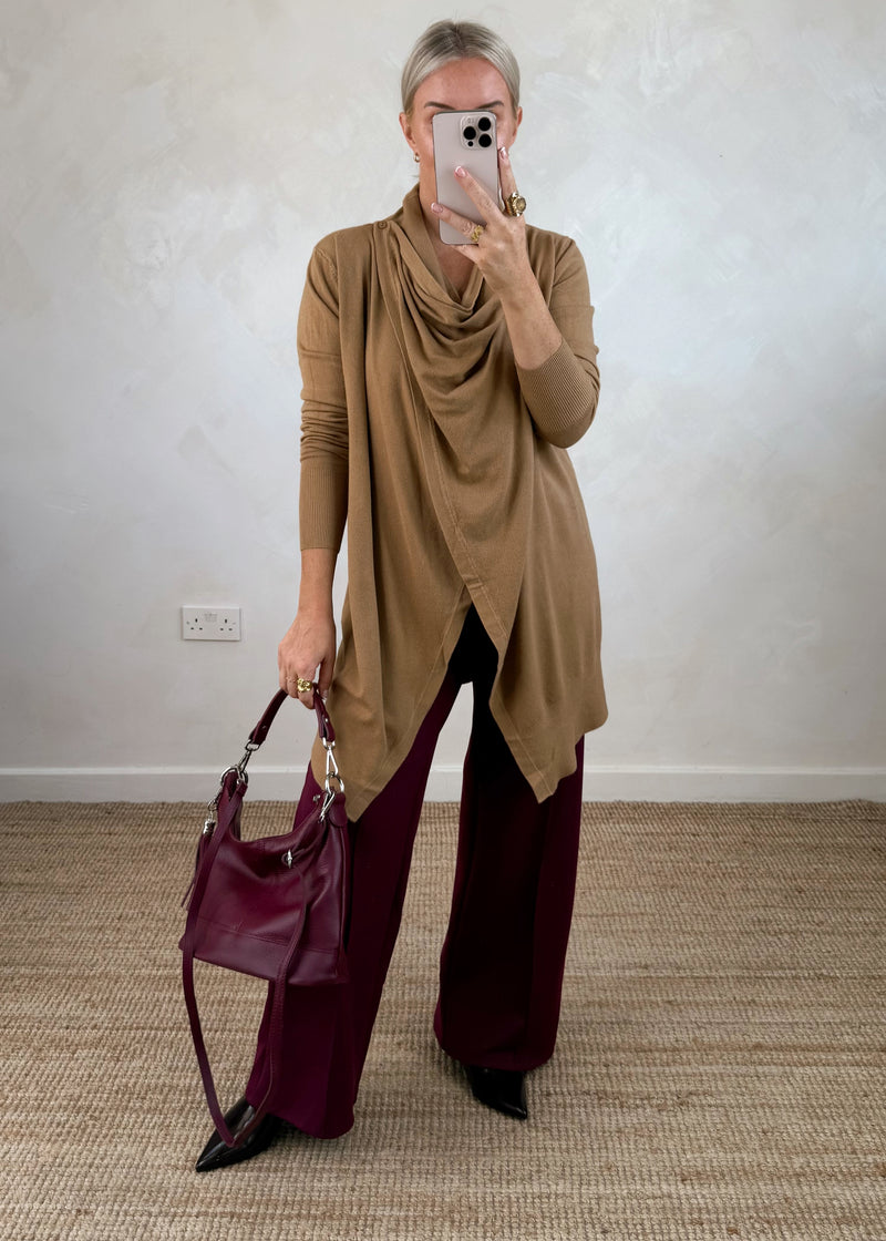Palmer waterfall knit - camel-The Style Attic