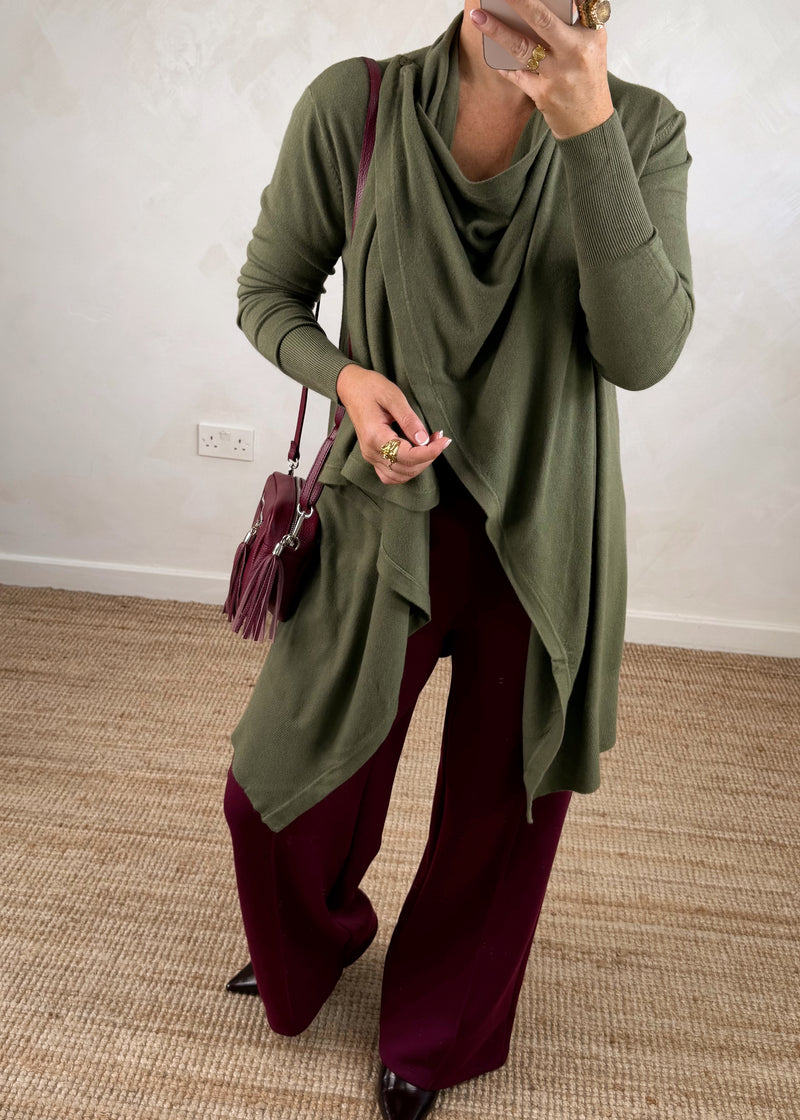 Palmer waterfall knit - khaki-The Style Attic