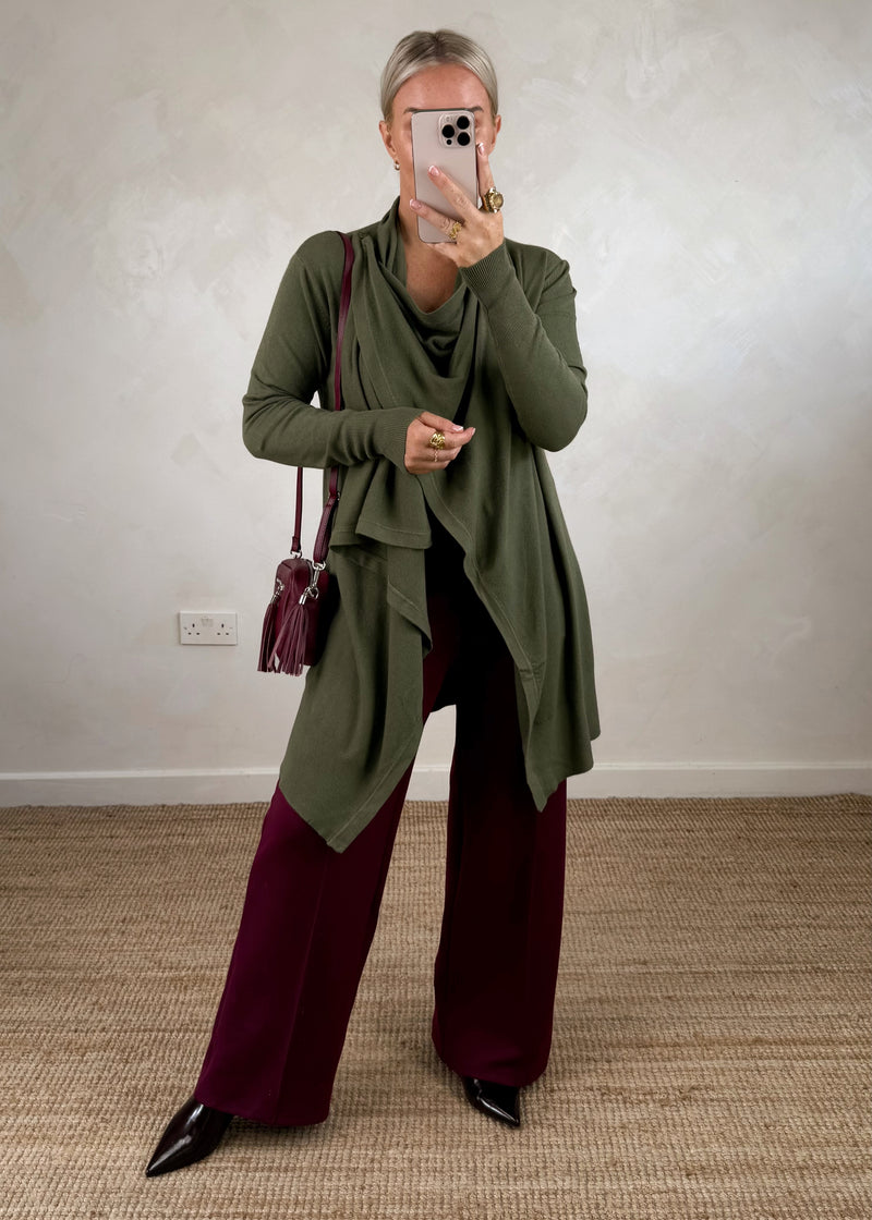 Palmer waterfall knit - khaki-The Style Attic