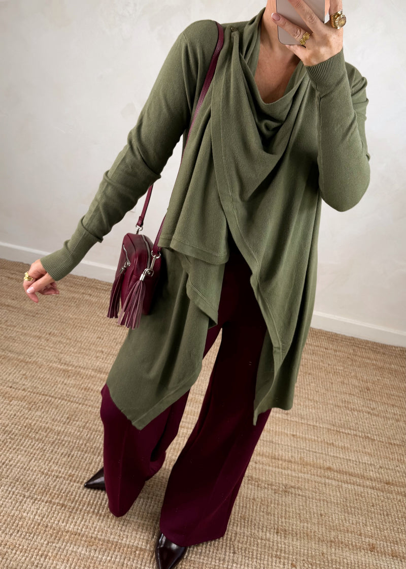 Palmer waterfall knit - khaki-The Style Attic