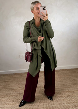Palmer waterfall knit - khaki-The Style Attic