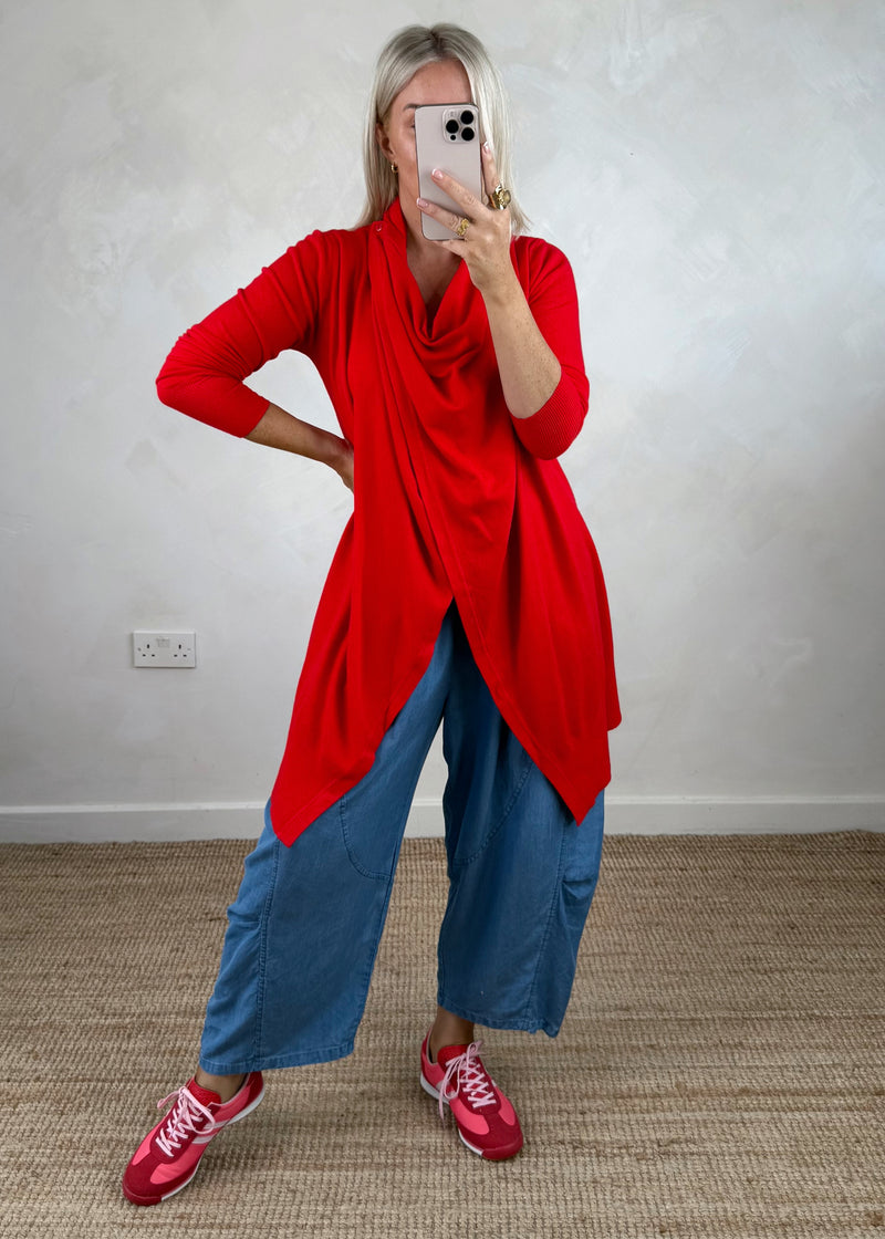 Palmer waterfall knit - red-The Style Attic