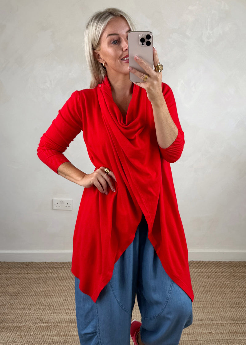 Palmer waterfall knit - red-The Style Attic