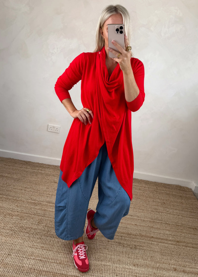 Palmer waterfall knit - red-The Style Attic